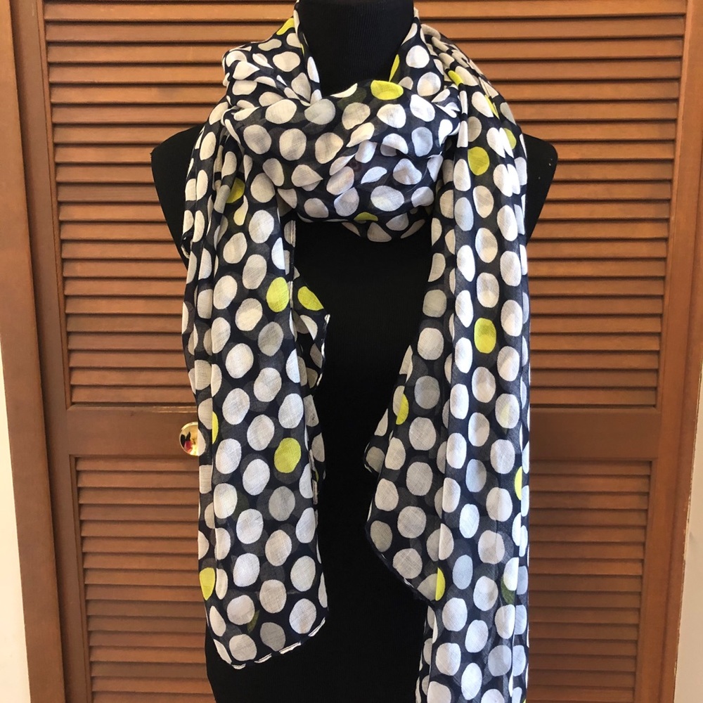 Merona polka dot scarf NWT Navy blue white yellow